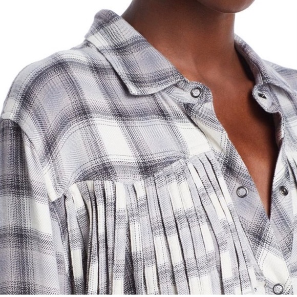 Rails Dolly Shirt in Olive Black Mini Check Plaid with Fringe Size Medium - Picture 7 of 13